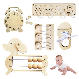 Mineup Montessori Busy Board Accessories, Pack of 5 DIY Activity Board Accessories for Toddlers, Wooden Montessori Activity Board for 1-6 Years, Girls, Boys