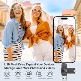 [NO APP] Nanopell 256GB USB Stick für i Phone Speicherstick Verwendet, um Zusätzliche Telefon-Speicher zu Erweitern. USB Stick i Phone Photostick Omni für i0S/Android/PC. Mit separatem Typ-C-Adapter.