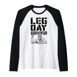 Leg Day Survivor Funny Bodybuilder Gym Squat Training Muscle Raglan Baseball Tee