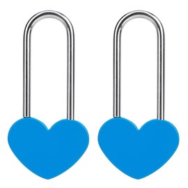 VeYocilk 2PC Love Lock Heart Padlock, Light Weight Aluminium Single Blue Heart Wish Lock for Lovers Couple Friends Valentine's, Anniversary,Travel, Gift (No Key) (Blue, Aluminium)
