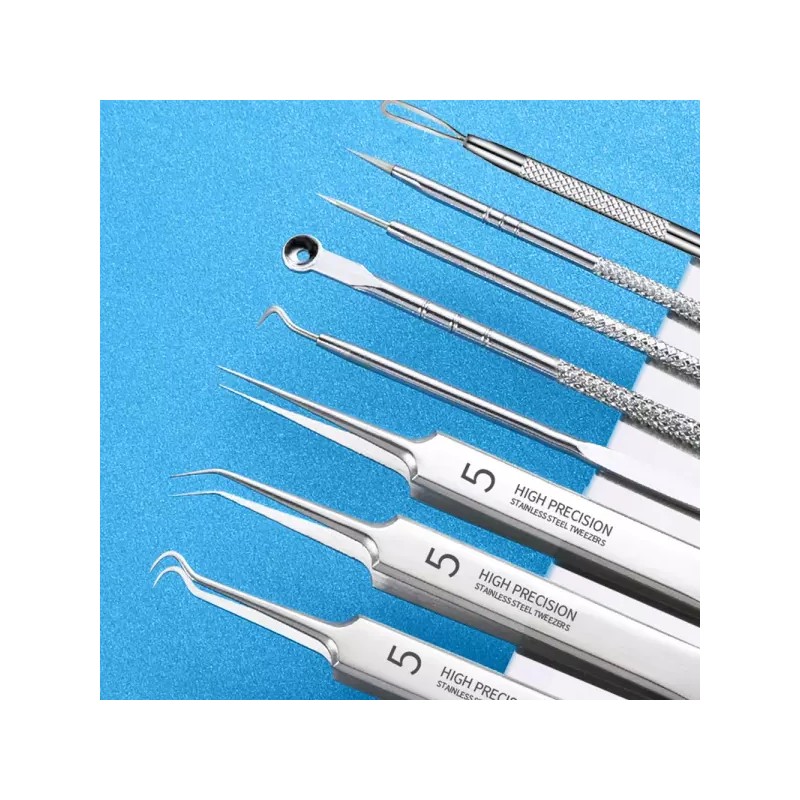 피지제거기 블랙헤드 8종세트 압출핀셋 Blackhead Remover 8-Piece Set Pore Extractor