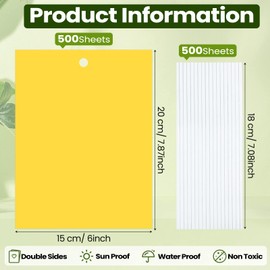 Qualirey 500 Pcs 6 x 8 Inch Yellow Sticky Traps for Plant Double Sided Sticky Trap with Twist Ties Fly Traps for Fruit Insect Fungus Bugs Indoor Outdoor