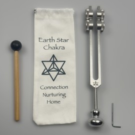 Earth Star 68.05 Hz (9th) Tuning Fork with Attenuator - Sound Healing and Biofield Harmonization - Vibration Therapy Tools - Weighted Boot | Silver