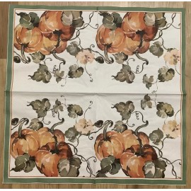 TWO Pumpkins Vine Fall Leaf Leaves Paper Napkins Decoupage Thanksgiving Autumn