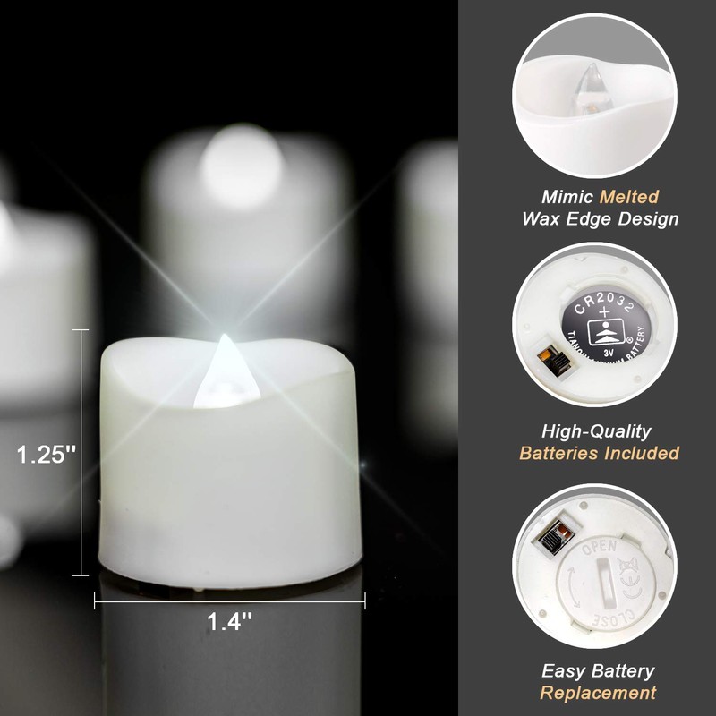 Homemory LED Tea Lights with Built-in Timer, Pack of 12