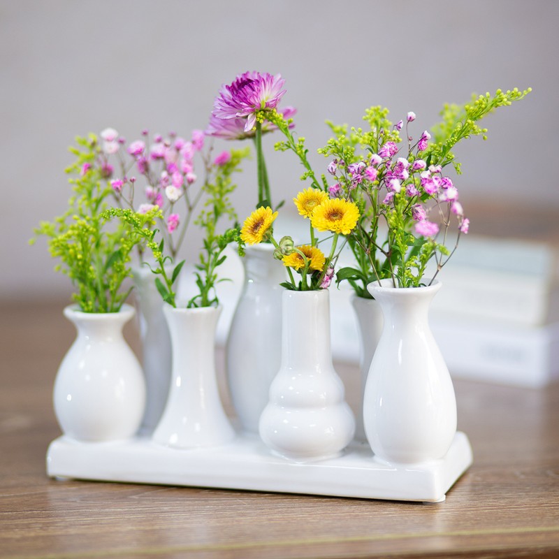 Jinfa Handmade, Small, Ceramic, Decorative Flower Vases, Set of 7