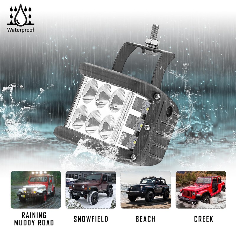 WeiSen 60W Ditch Light Pods with Hood Light Bar Mount