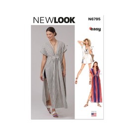 New Look UN6795A Misses' V-Neckline Caftan Sewing Pattern Packet, Design Code N6795, Sizes S-M-L-XL-XXL