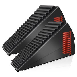 Strongest Heavy Duty Door Stopper, Spring Loaded with Holder, Tall up to 3 in Strongest Stainless Steel Doorstop for Bottom of Any Heavy Door 2 Pack