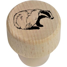 19mm 'Sitting Badger' Wooden Bottle Stopper/Cork (BS00008716)