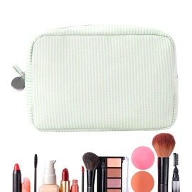 Travel Makeup Bag - Stripe Cosmetic Storage Case - Toiletry Pouch with Zipper Aesthetic Travel Case for Women Gym Camping Beach School