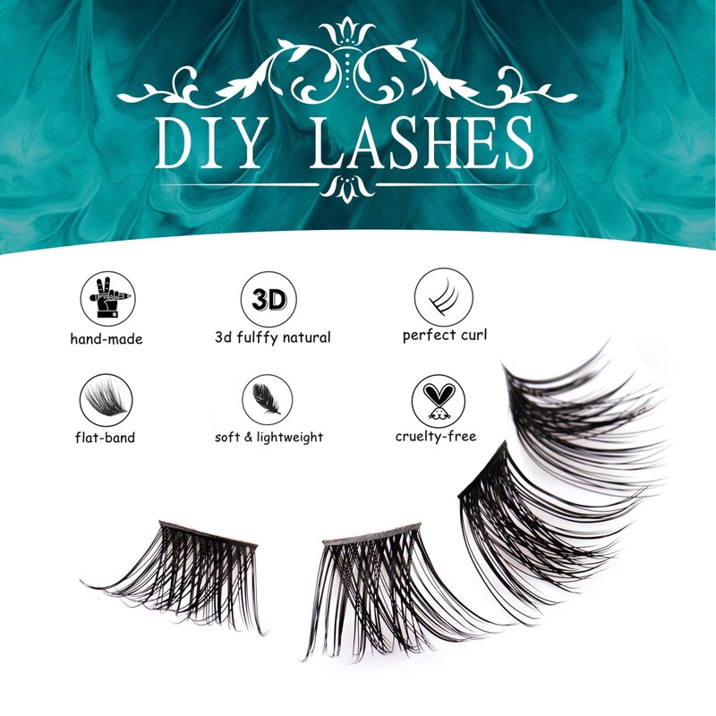 SISILILY Individual Eyelashes with Eyelash Glue Kit, 45 Pieces, Individual
