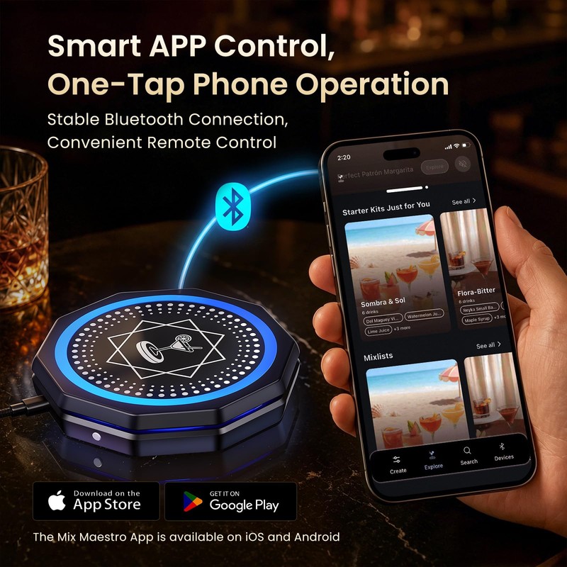Smart Cocktail Maker, App Controlled Automatic Cocktail Mixing Machine, Home