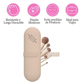 Seviete Funda para brochas de maquillaje con broche Estuche organizador de maquillaje, Neceser. Protección para tus brochas de maquillaje. Soporte de viaje portátil impermeable (Nuez)
