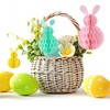 Easter Decorations,6Pcs Easter Hanging Decorations Easter Bunny Honeycomb Ball,Pink Blue