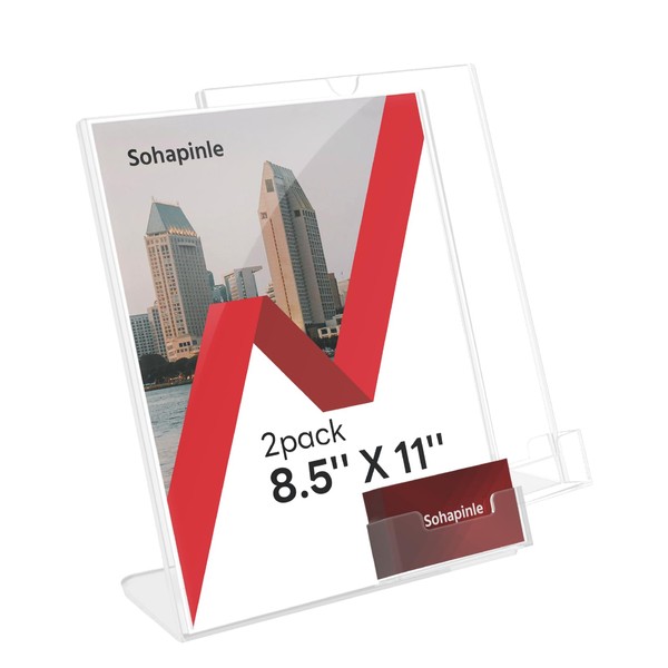 Acrylic Sign Holder 8.5 x 11 Inches with Business Card