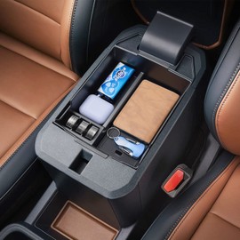 TOPINSTALL Center Console Tray Compatible with 2022-2025 Ford Maverick Accessories, XL XLT Lariat Pickup Truck Organizer Armrest Box Coin Container-Black