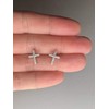 Premium Sterling Silver Cross Stud Earrings with Cubic Zirconia Stones
