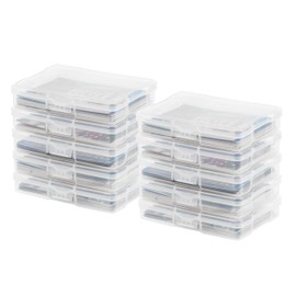IRIS USA 4" x 6" Photo Storage Box Craft Keeper Cases, 10-Pack, Organization Task Holders for Pictures, Tasks, Scrapbooking, Stationery Storage, Stickers & Art Supplies, Clear