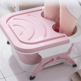 [With Cover] Foldable Rolling Foot Bath / Acupressure Fatigue Relief Foot Massage Wet Foot Bath Portable Rolling Massage Foldable Rolling Foot bath (pink) 2ea