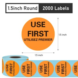 L LIKED 2000 Pcs Use First Circle Stickers 1.5 Inch Round Inventory Control Labels for Restaurant Food Service 4 Rolls (Orange)
