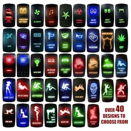 50 Caliber Racing 50 Caliber Racing Rocker Switch ON/Off LED Backlit -Rear Lights Girl- UTV, Auto, Boat 20A 12V (Green 5359A7)