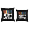 Pretty Sketchy Art Creative Artist Drawing Colors Pencils Throw Pillow