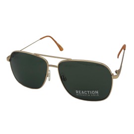 Kenneth Cole Rectangle Aviator Mens Gold Metal Sunglass, Green Lens KC1371. 32N