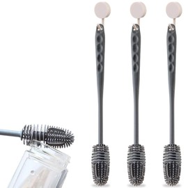 FENQURO 3 Stück Silikon Flaschenbürste, Langgriff Flaschenbürste Silikon Lang Flaschenreiniger Pinsel Spülbürsten schonend Gläserbürste Küche Bürste Reinigungsbürste für Flaschen Glastassen