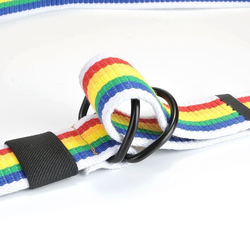 Faleto Canvas Web Belt Double D-ring Buckle Black Military Style