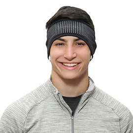 TrailHeads Tempo Running Headband | Ear Protection | Moisture Wicking Headband - Black/Reflective