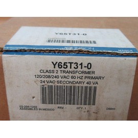JOHNSON CONTROLS Y65T31-0 120/208/240 VAC -24 VDC, 40 VA, Foot/HUB Mount, Termination: Wire Leads, Transformer, Y65 Series