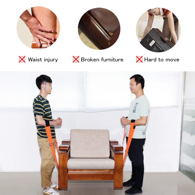 Moving Straps, 2-Person Lifting and Moving System with Thickened Pads,