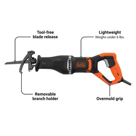 BLACK+DECKER 7 Amp Electric Reciprocating Saw with Removable Branch Holder (BES301K)