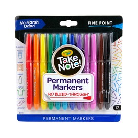 Crayola Take Note Permanent Markers, Fine Point, School Supplies, 12 Count