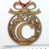 Laser cut Christmas tree bauble decoration: Letter C