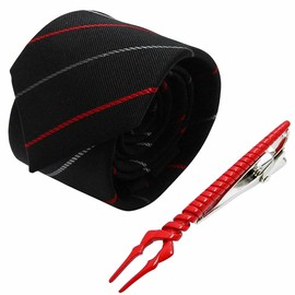 [SWANK] eva-2021-tie01 Evangelion Longinus Spear Red Tie Clip Tie Set, Black