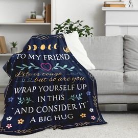 iStutzen Best Friend Blanket Gifts for Women - Best Friend Birthday, Friendsgiving, Long Distance Bestie Think of You Throw Blanket 60 x 50'' Christmas Blanket