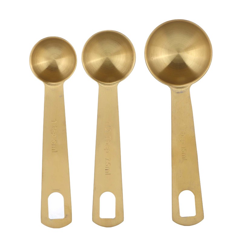18PCS Measuring Cup Stainless Steel Gold Coffee Spoon Cup Set