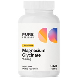 PureFormulas PureFormulas Magnesium Glycinate 100 mg Daily Support for Stress, Nerves, Sleep, Muscles, Metabolism Pure Magnesium Glycinate Supplement for Women and Men Magnesio Non-GMO 240 Tablets