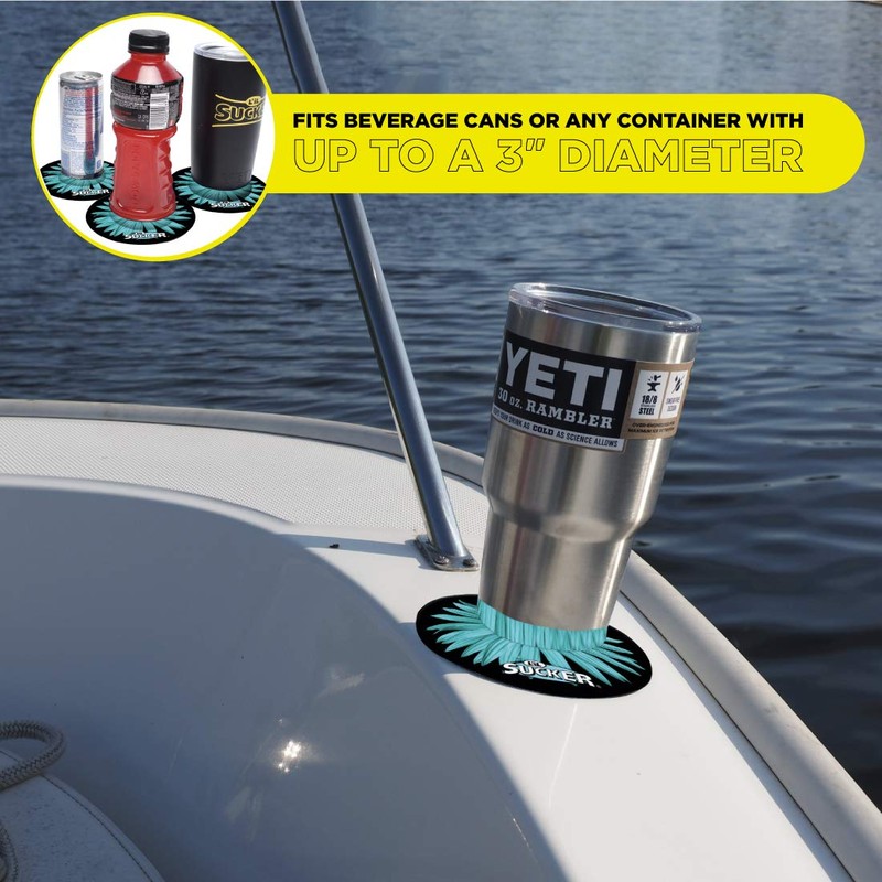 L’il Sucker Blue Flower Suction Ring Cup Drink Coaster Holder