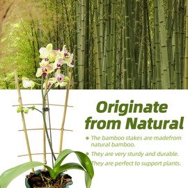 5 Pack 16" Bamboo Trellis for Climbing Plants-Natural Garden Ladder Fan -Shaped Plants Support Trellis for Potted Plant Decor in Door