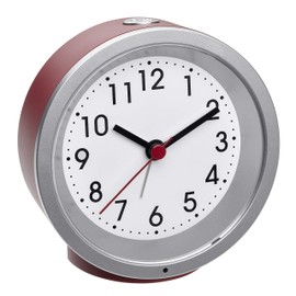 TFA Dostmann 60.1034.05 Non-Ticking Analogue Alarm Clock with Backlight Red, (L) 103 x (B) 39 x (H) 99 mm