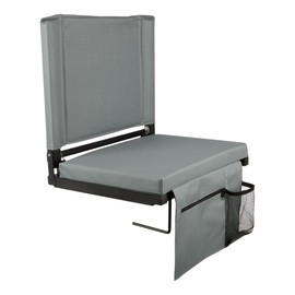 Home-Complete Bleacher Seat - Stadium Seat Cushion with Pocket and Cupholder - Wide Portable Sports Chair - Stadium Seats with Back Support (Gray)