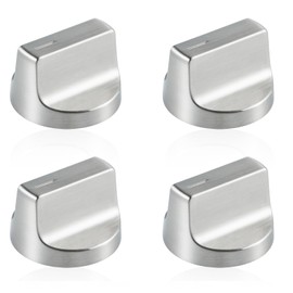 atgestore W11517331 KIP 7T08 Stainless Steel Stove Knobs Replacement for Whirlpool Stove Parts Range Knobs WEE745H0FS2 WEC310S0LS0 Whirlpool Electric Cooktop Burner Control Knobs 4 Pcs