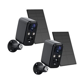 FOAOOD Security Cameras Wireless Outdoor with Solar Panel Cameras for Home Security, Home Camera with Color Night Vision, PIR Human Detection, 2-Way Talk, IP66 Waterproof, (2Packs-Black)