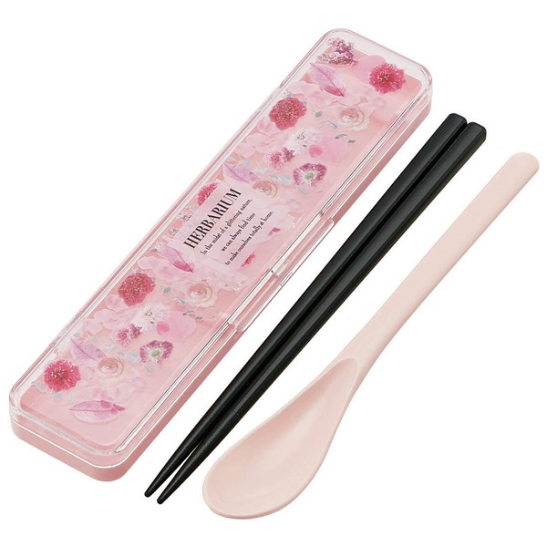 Skater CCS3SA Herbarium Pink Chopsticks and Spoon Set, Made in