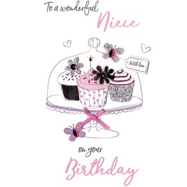 Wonderful Niece Birthday Greeting Card Hand-Finished Champagne Range Cards JGS609 JGS609