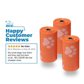 BPS - Extra Thick Waste Poop Bags with Dispenser - Scented, Orange, 240 Bags