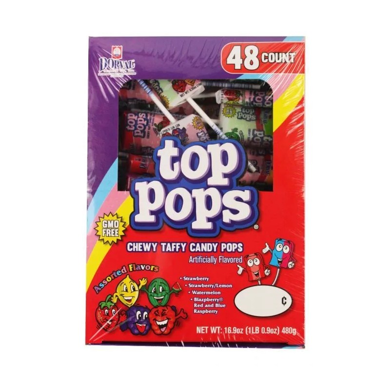 Dorval Trading Company Top Pops Assorted Flavors Chewy Taffy Candy